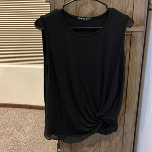 Kim & Cami black sleeveless top with tie feature, size small